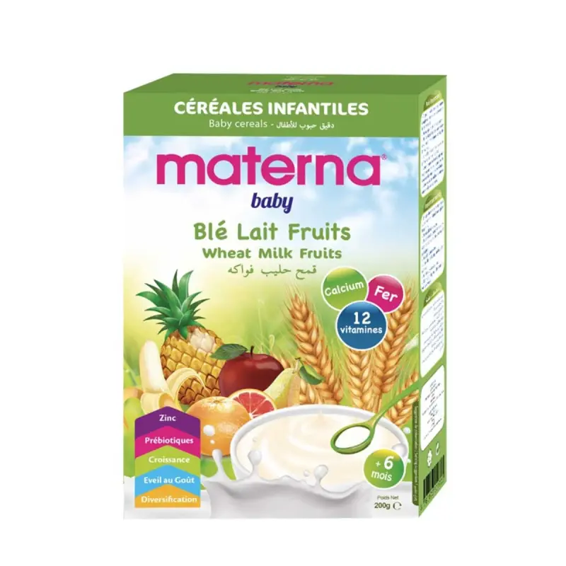 Céréales Materna Blé Lait Fruits 200g 