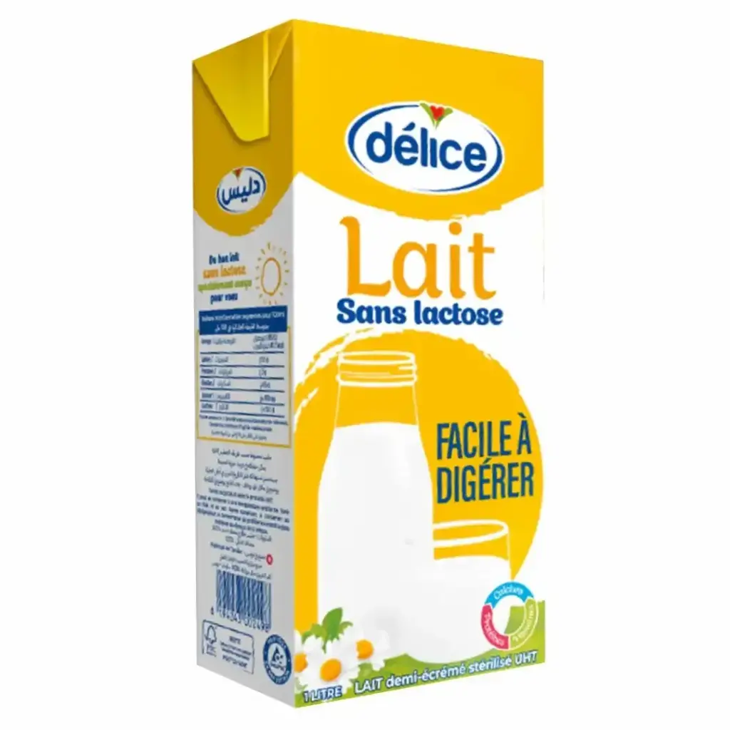 Lait Demi Ecrémé Sans Lactose Délice 1L