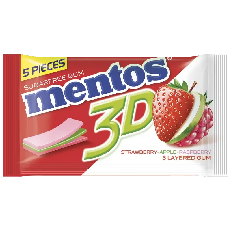 Mentos 3D Gout Fraise 5pcs 