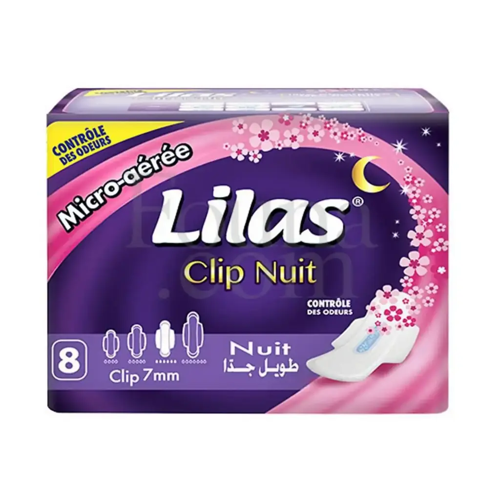 Serviettes Lilas Clip Nuit Parfumée 7mm 8pcs