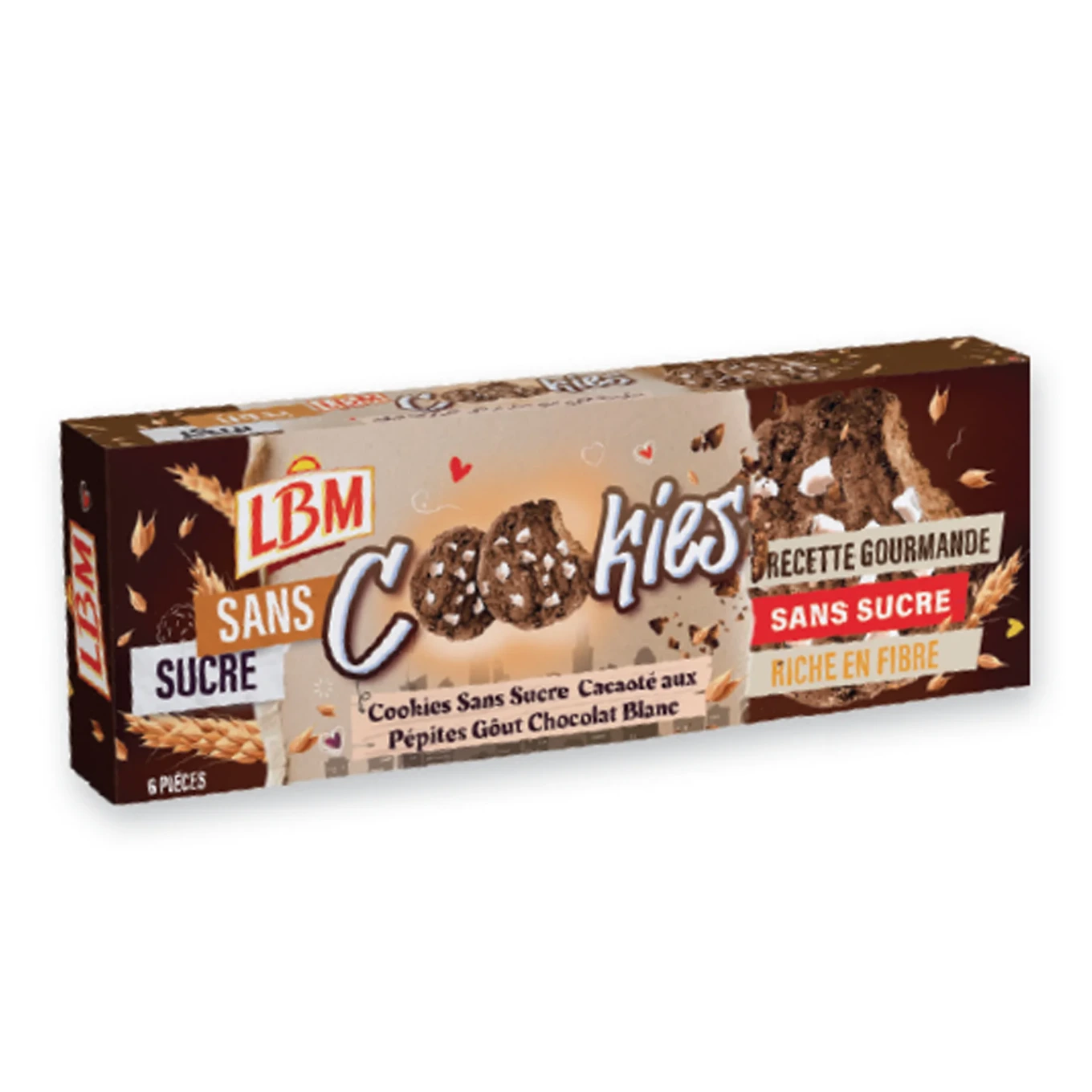 Biscuits Lbm Cookies Sans Sucre aux Pépites 6pcs