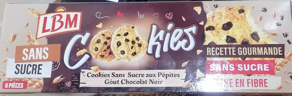 Biscuits Lbm Cookies Sans Sucre aux Pépites 6pcs