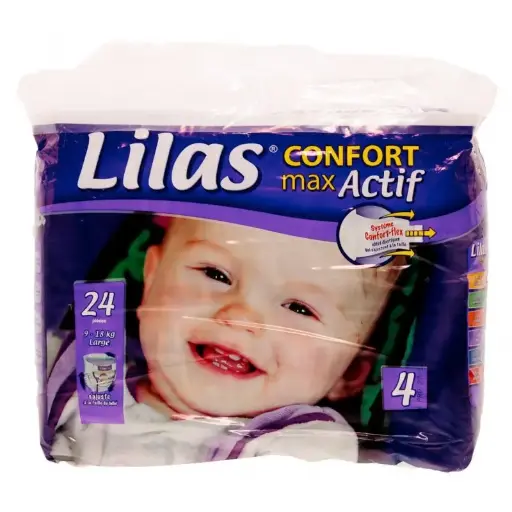 Couches Lilas Confort 9-18 Kg Taille 4 24pcs