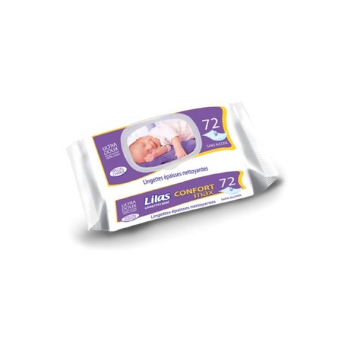 Lingettes Bébé Lilas Confort Max 72 